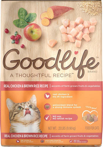 Goodlife Real Chicken & Brown Rice Recipe Dry Cat Food - 22 LB
